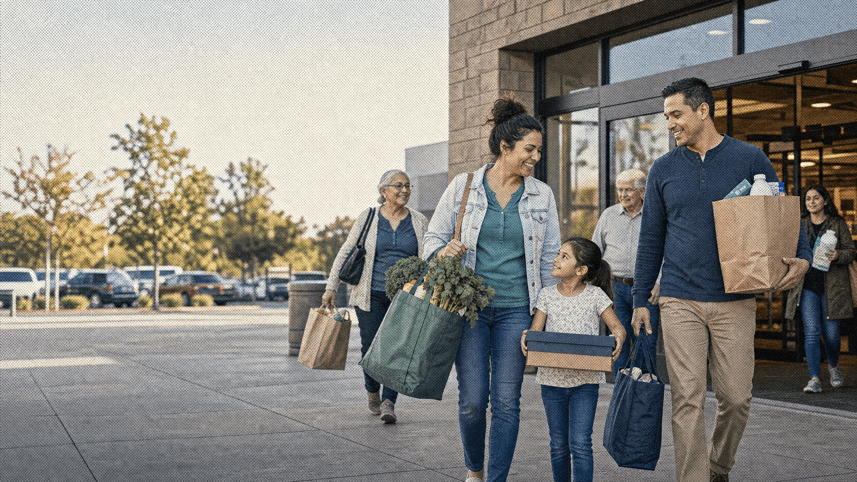 HealthierUS members carrying everyday purchases after shopping